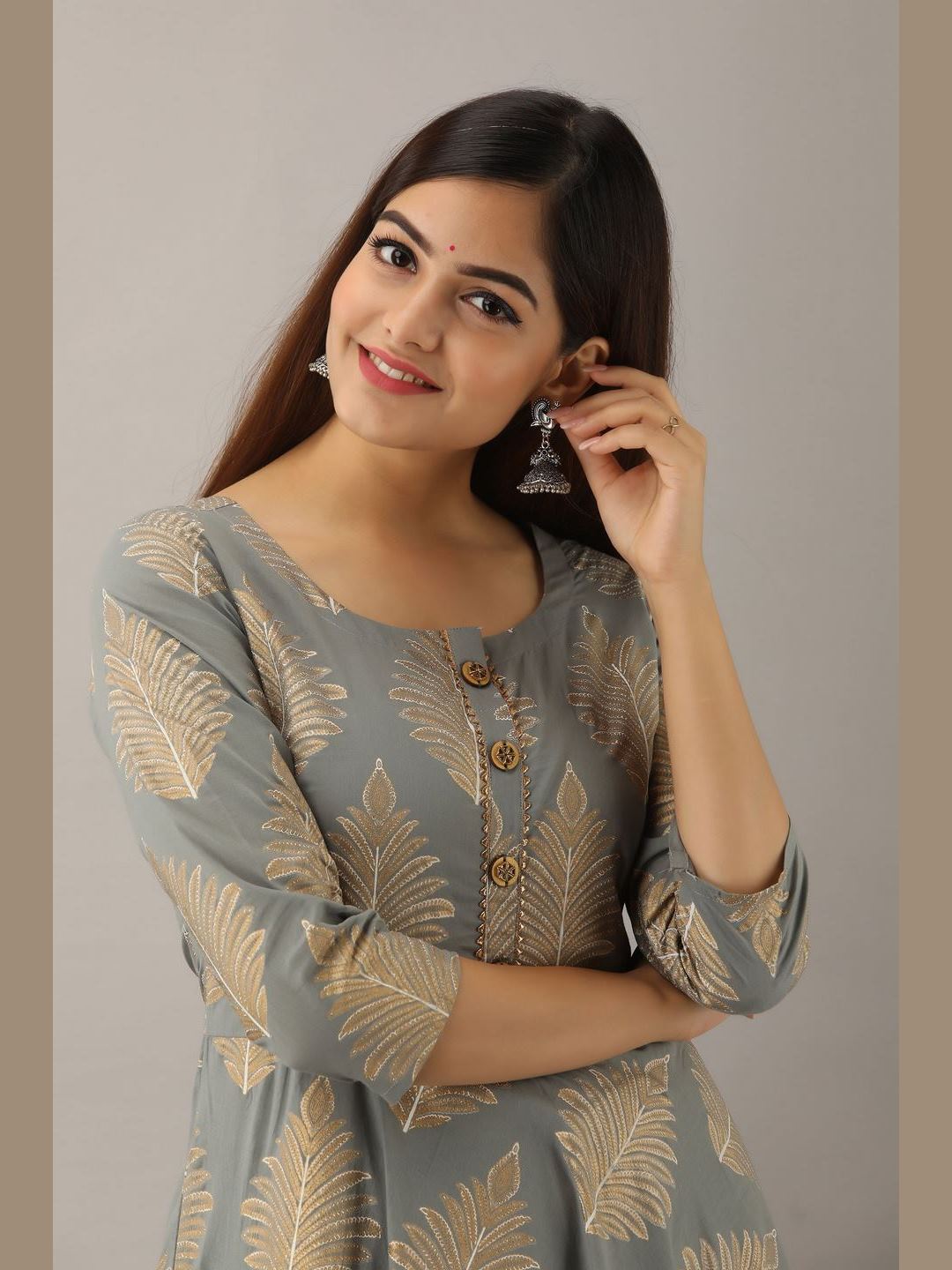 Women Cotton Printed Flared Kurta