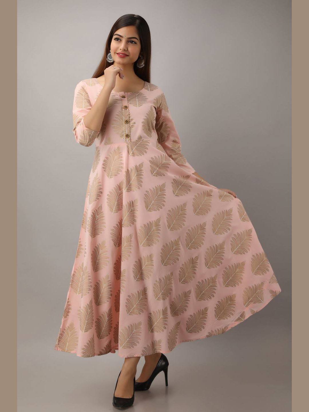 Women Cotton Printed Flared Kurta