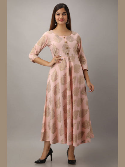 Women Cotton Printed Flared Kurta