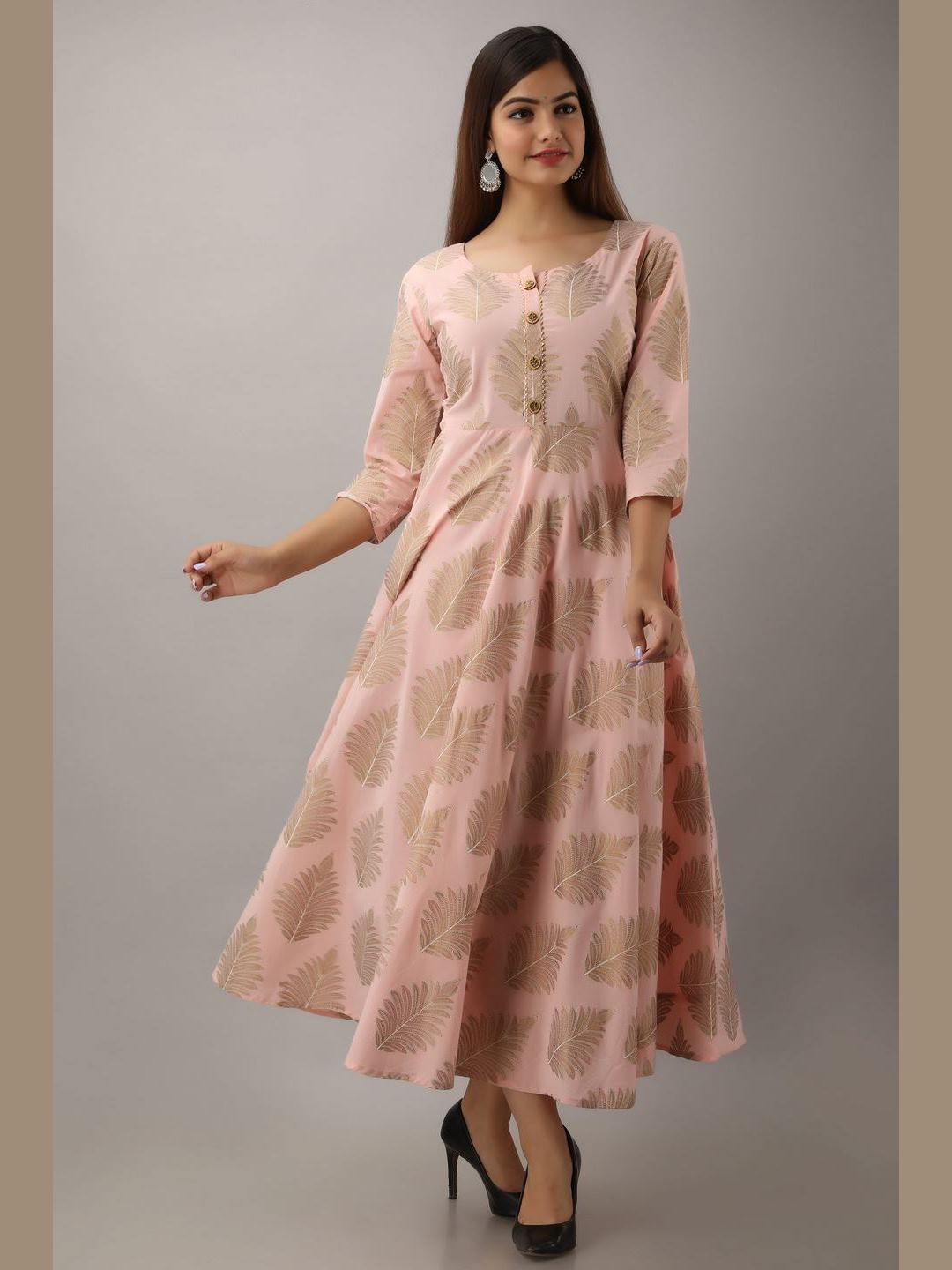 Women Cotton Printed Flared Kurta