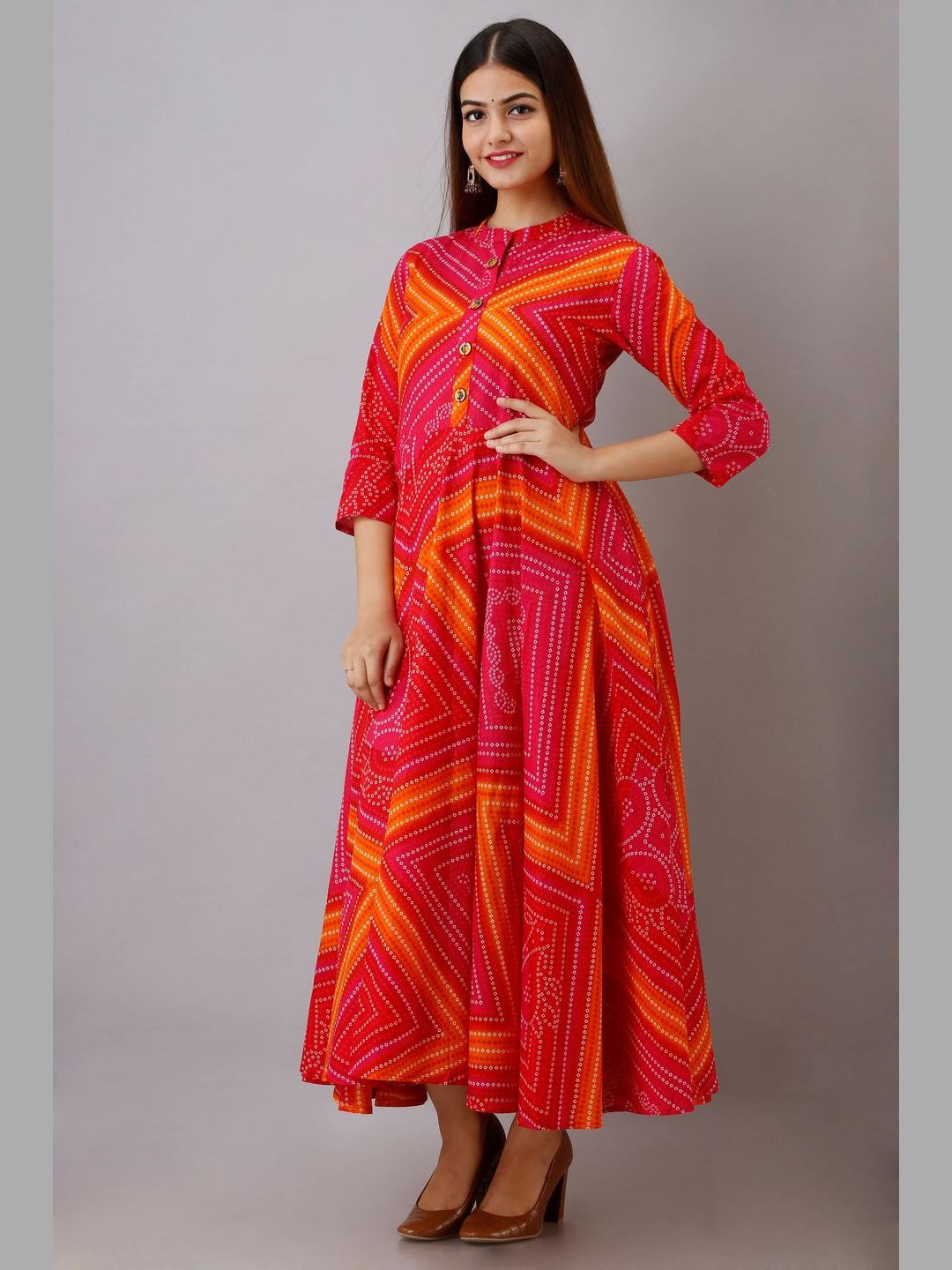 Women Cotton Printed Flared Kurta