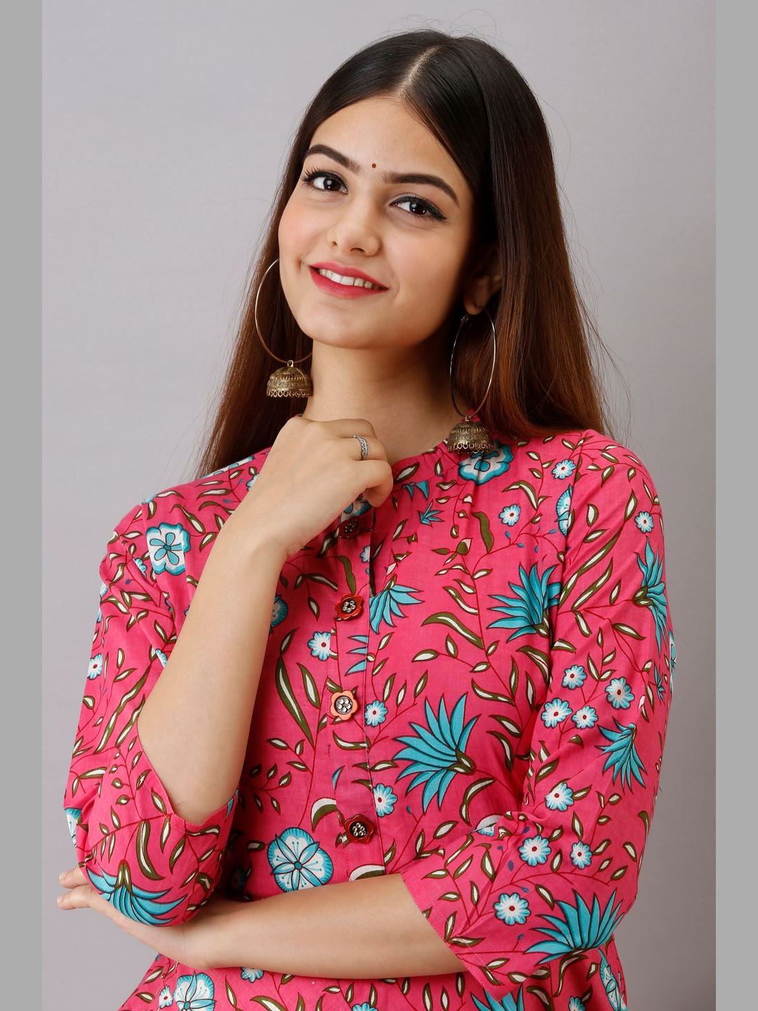 Women Cotton Printed Flared Kurta