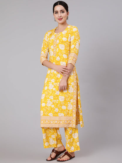 Rayon Calf Length Printed Stright 3/4 Sleeve Round Neck Kurta Set With Dupatta