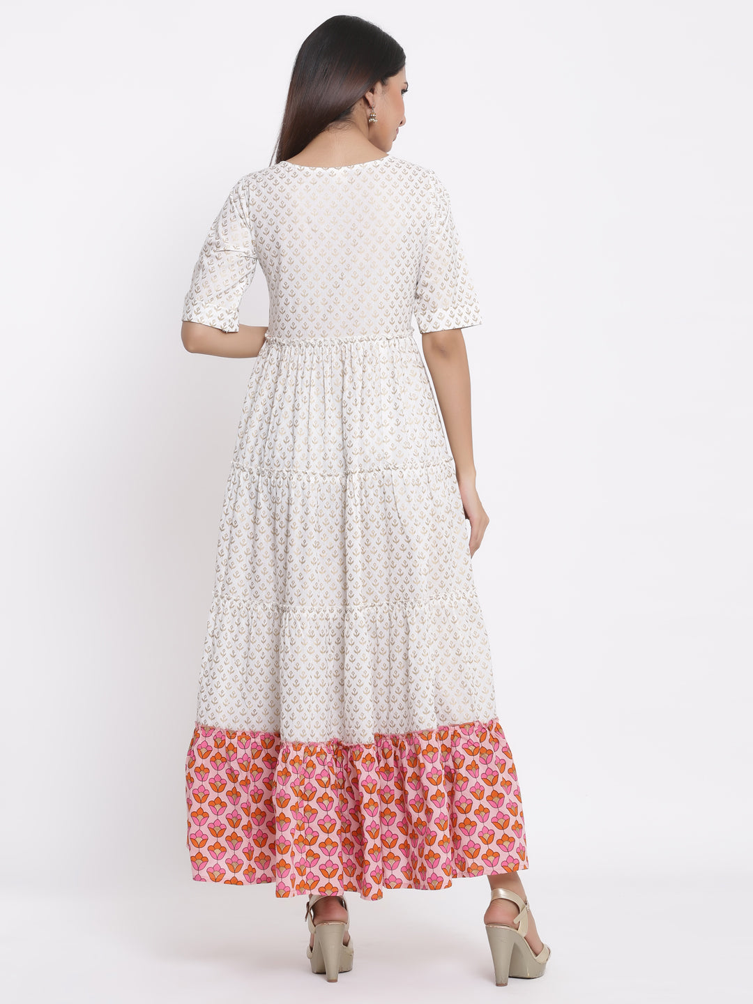 Cotton Printed Flared Gown