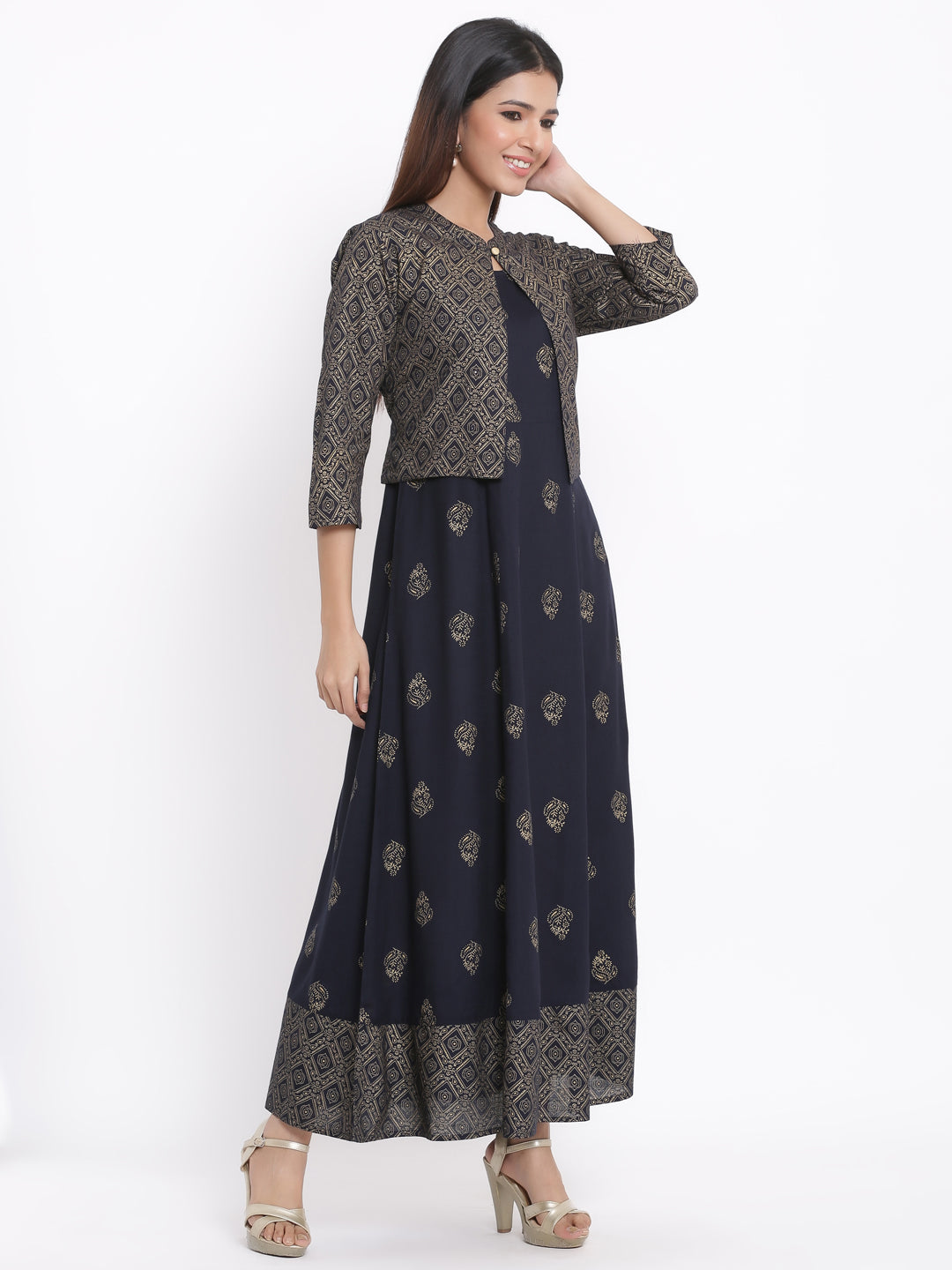 Rayon Printed Anarkali Gown