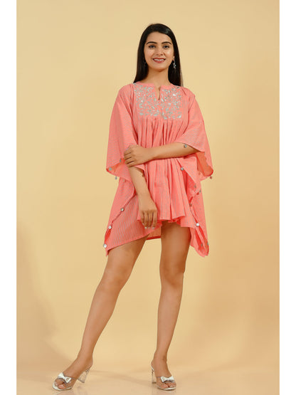 Lurex Solid Kaftan Dress (Peach)