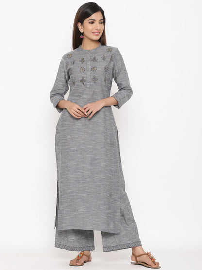 Cotton Printed Straight Kurta Palazzo Set