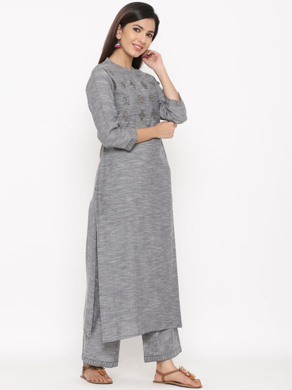 Cotton Printed Straight Kurta Palazzo Set