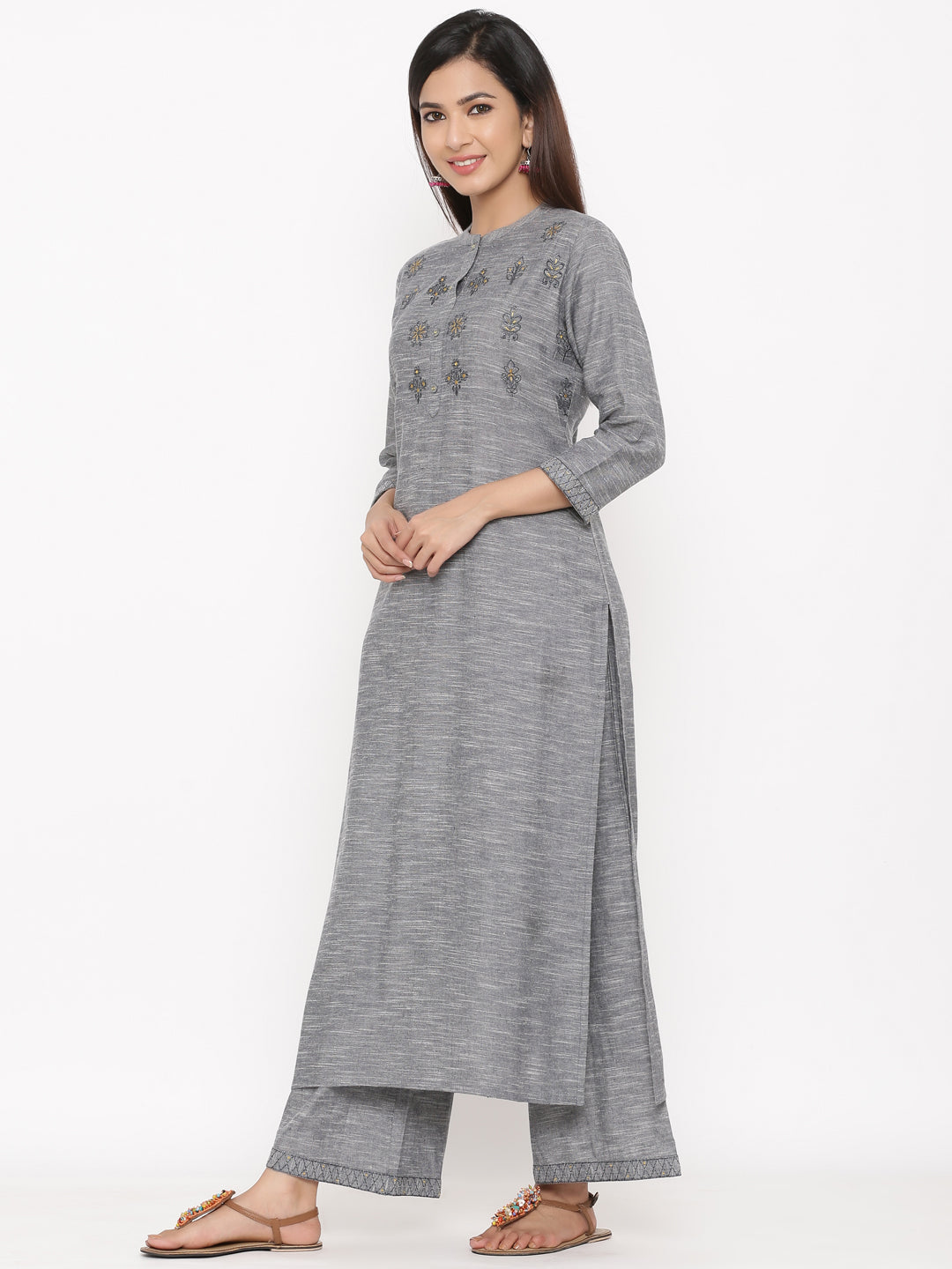 Cotton Printed Straight Kurta Palazzo Set