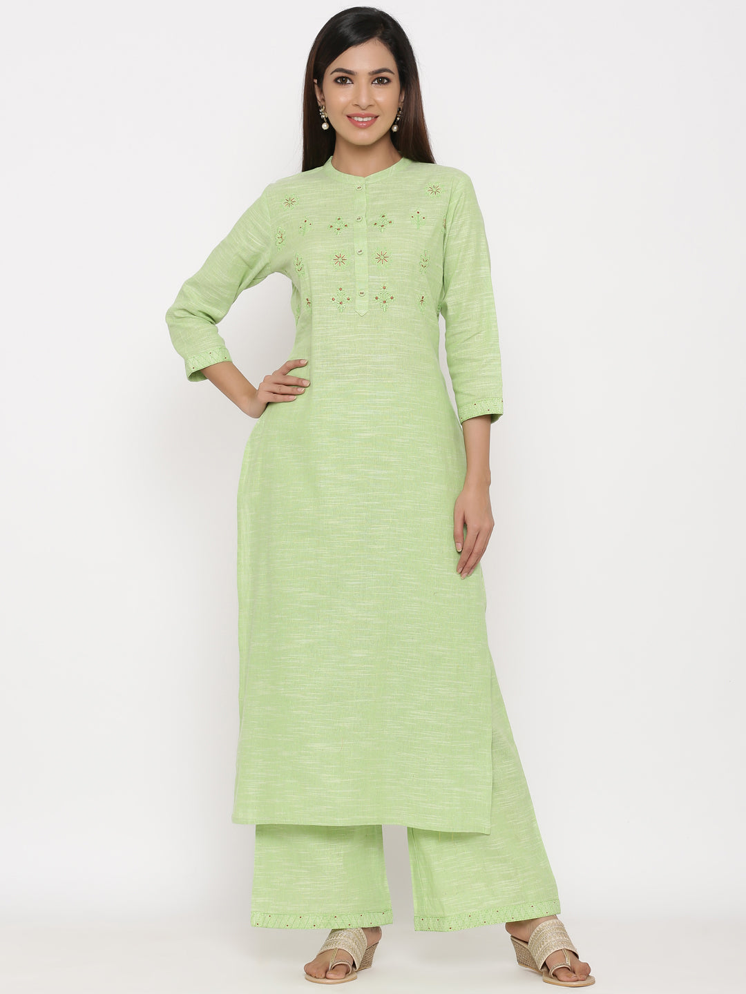 Cotton Printed Straight Kurta Palazzo Set