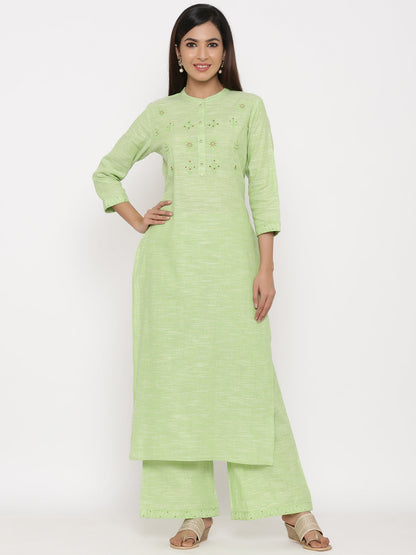 Cotton Printed Straight Kurta Palazzo Set