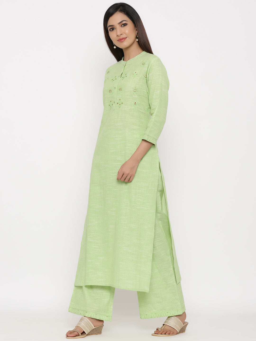 Cotton Printed Straight Kurta Palazzo Set