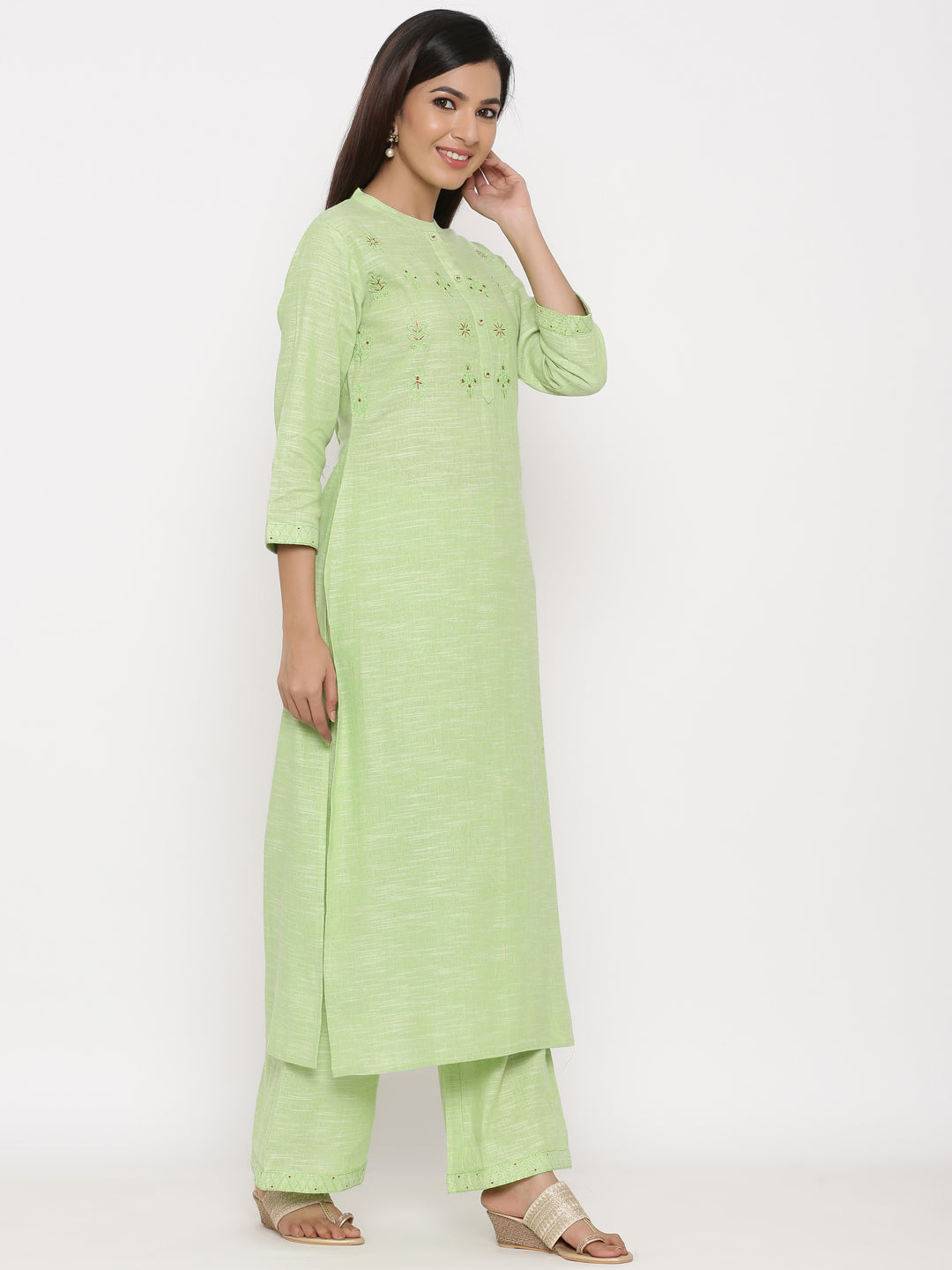 Cotton Printed Straight Kurta Palazzo Set