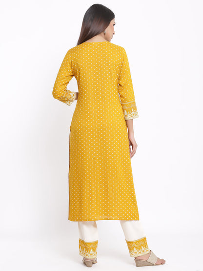 Rayon Printed Straight Kurta Palazzo Set