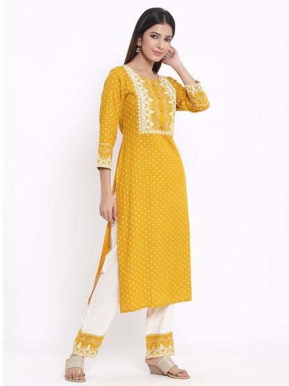 Rayon Printed Straight Kurta Palazzo Set