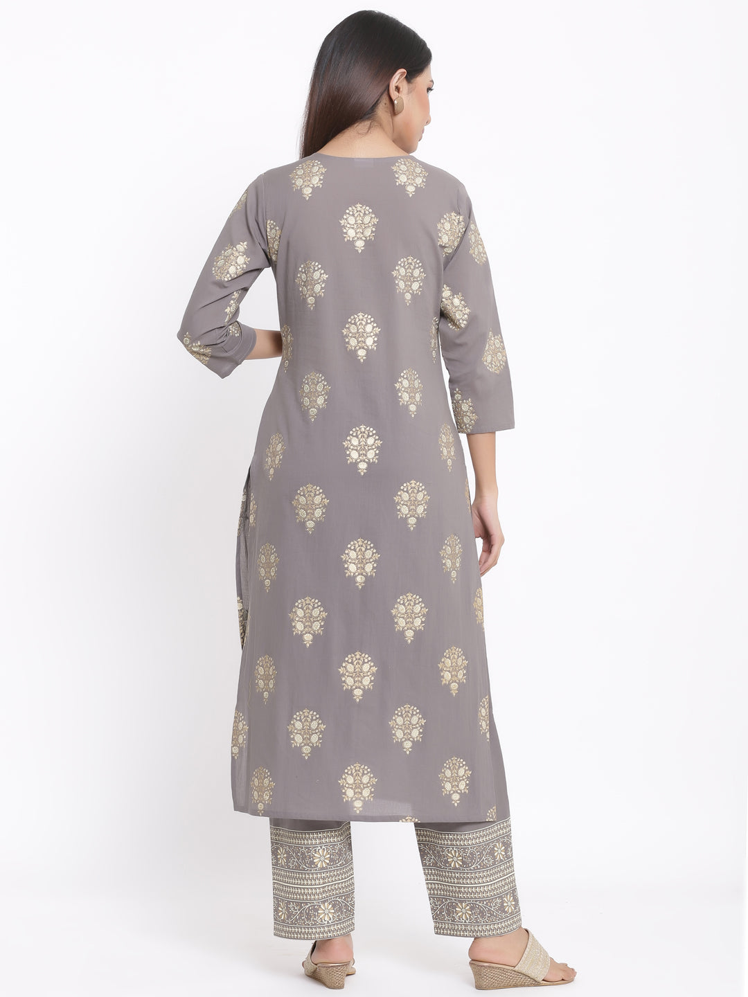 Cotton Buta Print Straight Kurta Palazzo Set