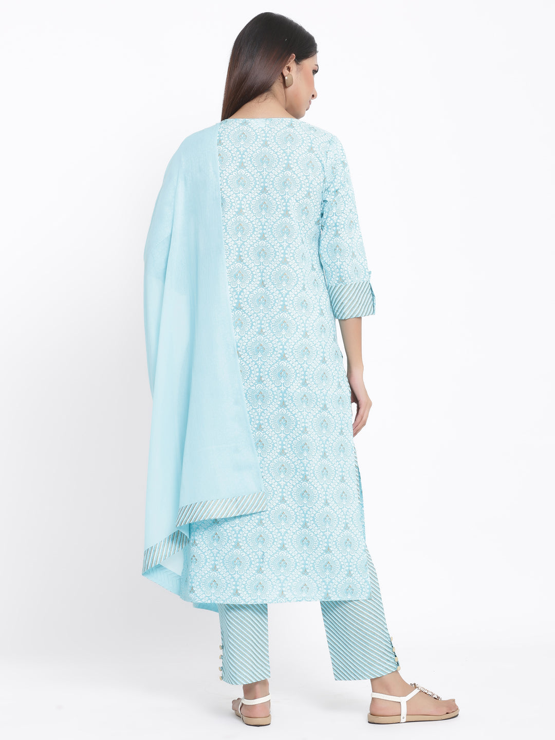 Cotton Printed Straight Kurta Pant Dupatta