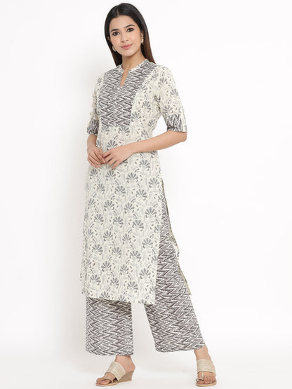 Cotton Printed Straight Kurta Palazzo Set