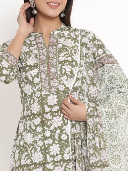 Cotton Printed Straight Kurta Palazzo Dupatta