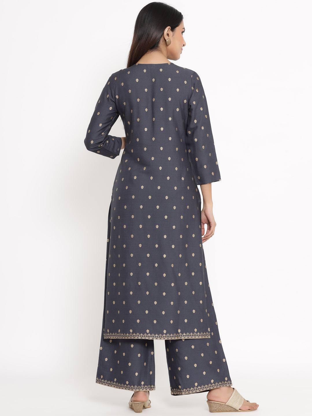 Rayon Printed Straight Kurta Palazzo Set