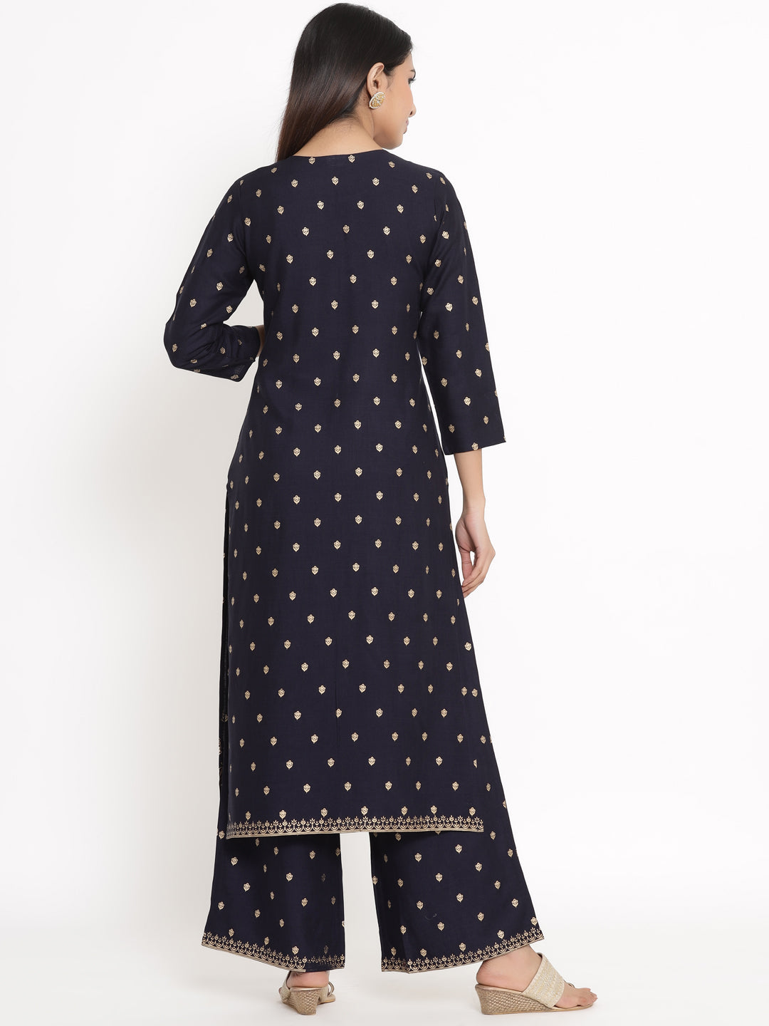 Rayon Printed Straight Kurta Palazzo Set