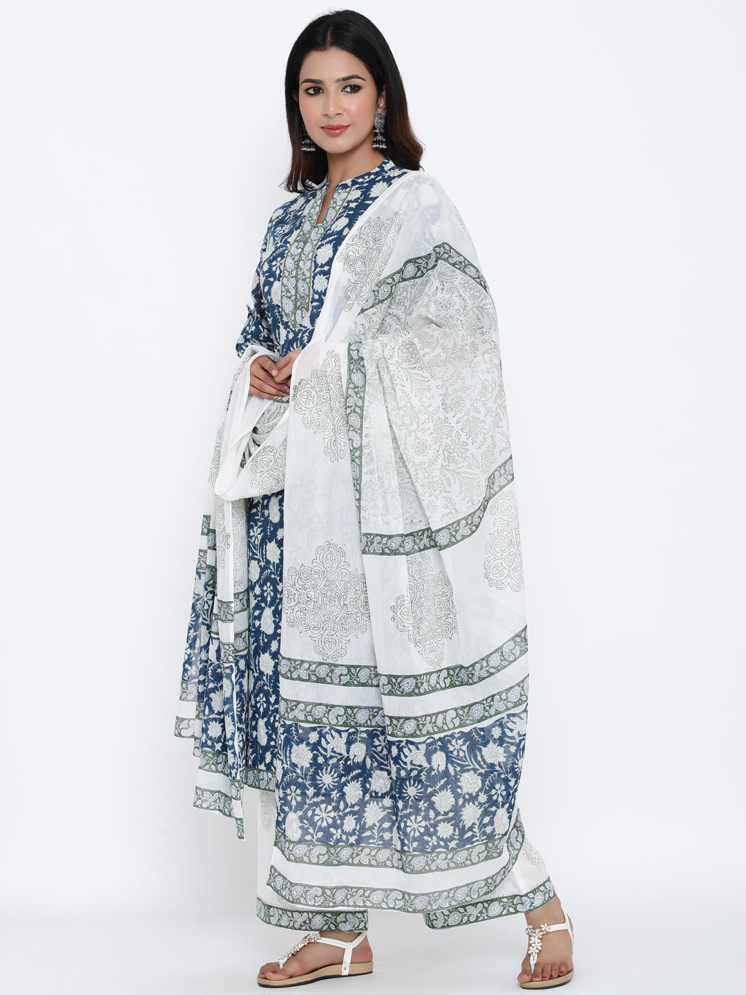 Cotton Printed Straight Kurta Palazzo Dupatta