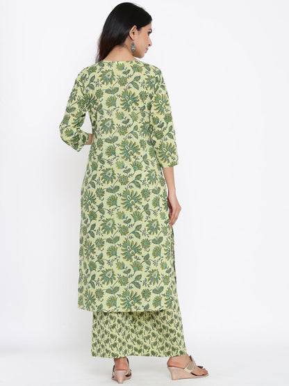 Cotton Printed Straight Kurta Palazzo Set