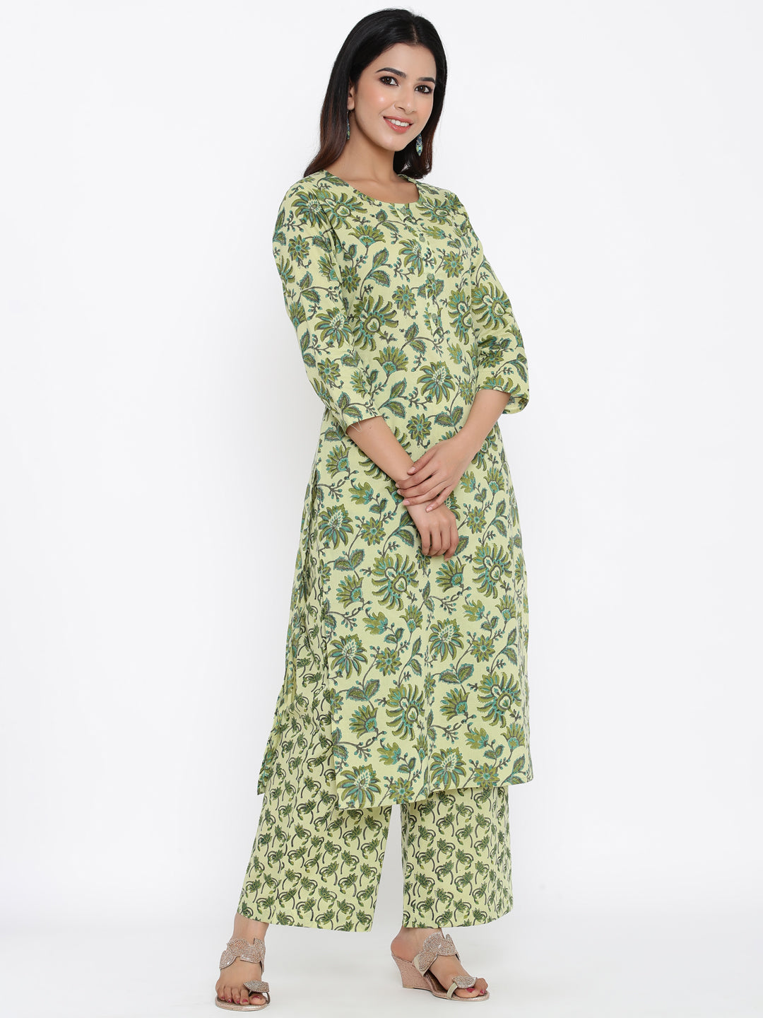 Cotton Printed Straight Kurta Palazzo Set