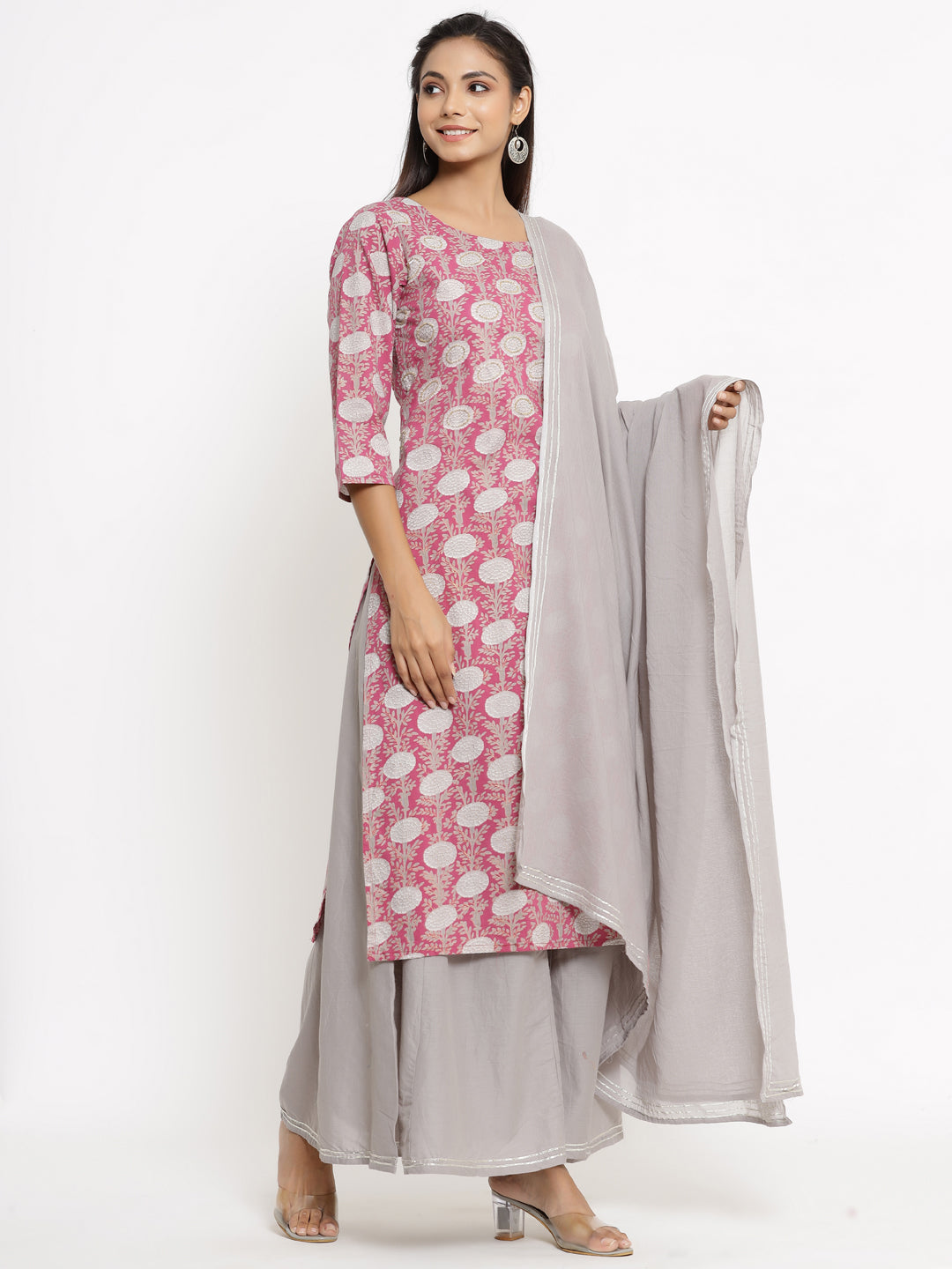 Cotton Printed Regular Kurta Sharara Dupatta