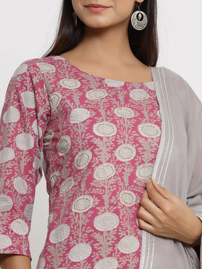 Cotton Printed Regular Kurta Sharara Dupatta