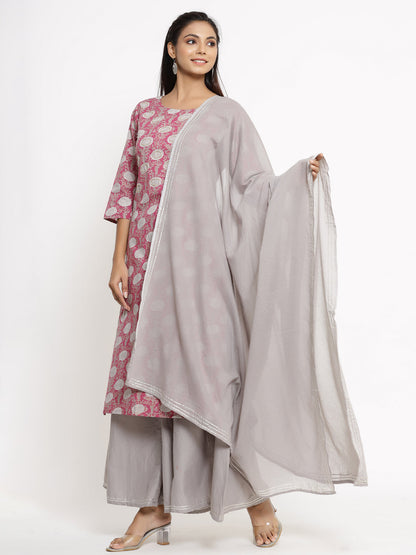 Cotton Printed Regular Kurta Sharara Dupatta