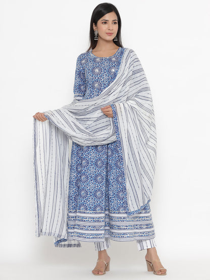 Cotton Printed Regular Kurta Pant Dupatta