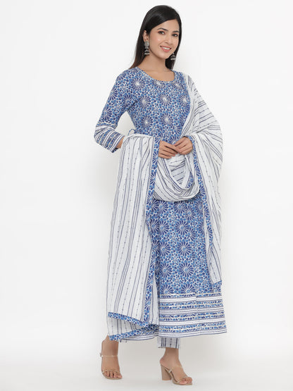 Cotton Printed Regular Kurta Pant Dupatta