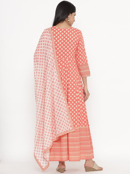 Rayon Printed Regular Kurta With Dupatta