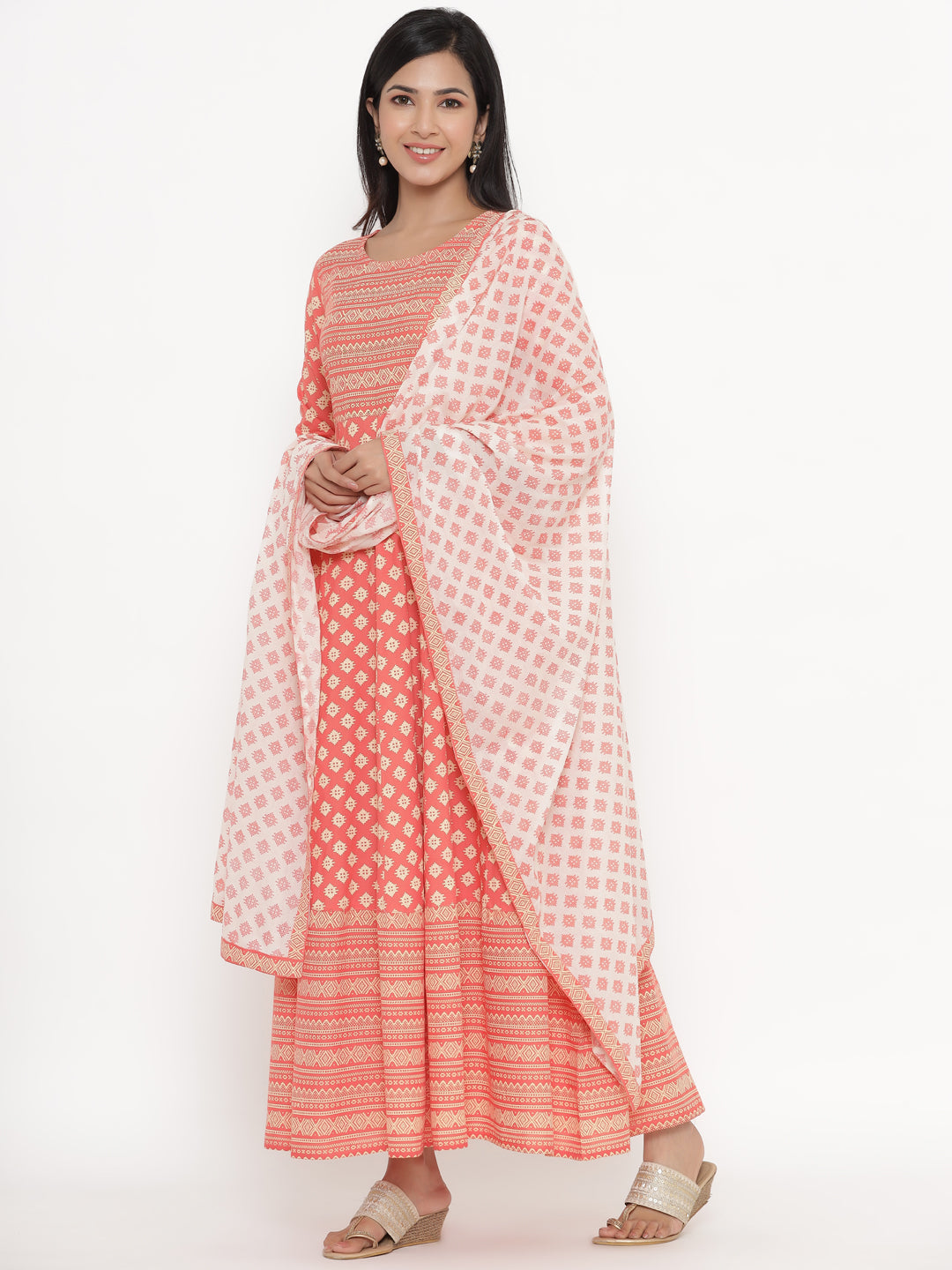 Rayon Printed Regular Kurta With Dupatta