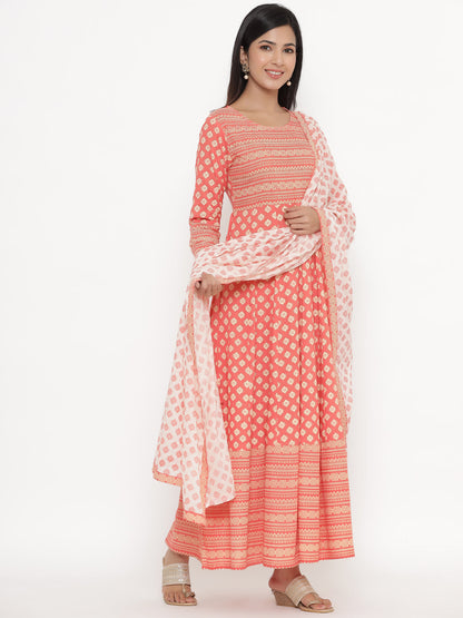 Rayon Printed Regular Kurta With Dupatta