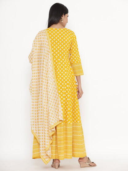 Rayon Printed Regular Kurta With Dupatta