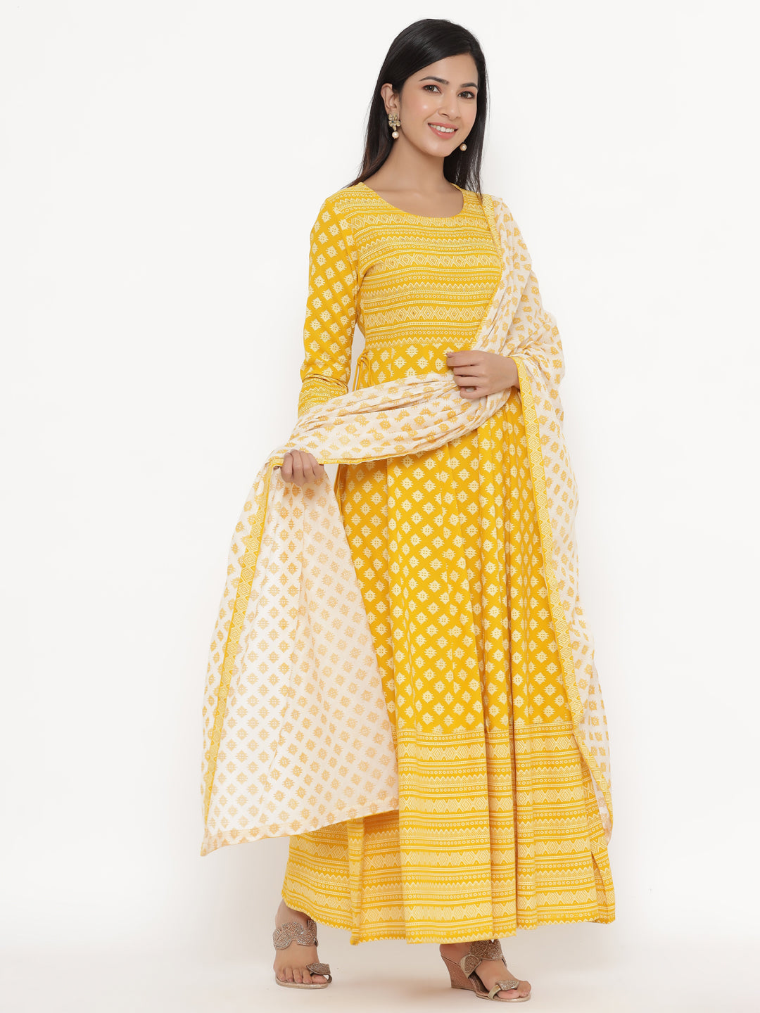 Rayon Printed Regular Kurta With Dupatta