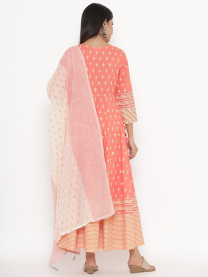 Rayon Printed Regular Kurta With Dupatta