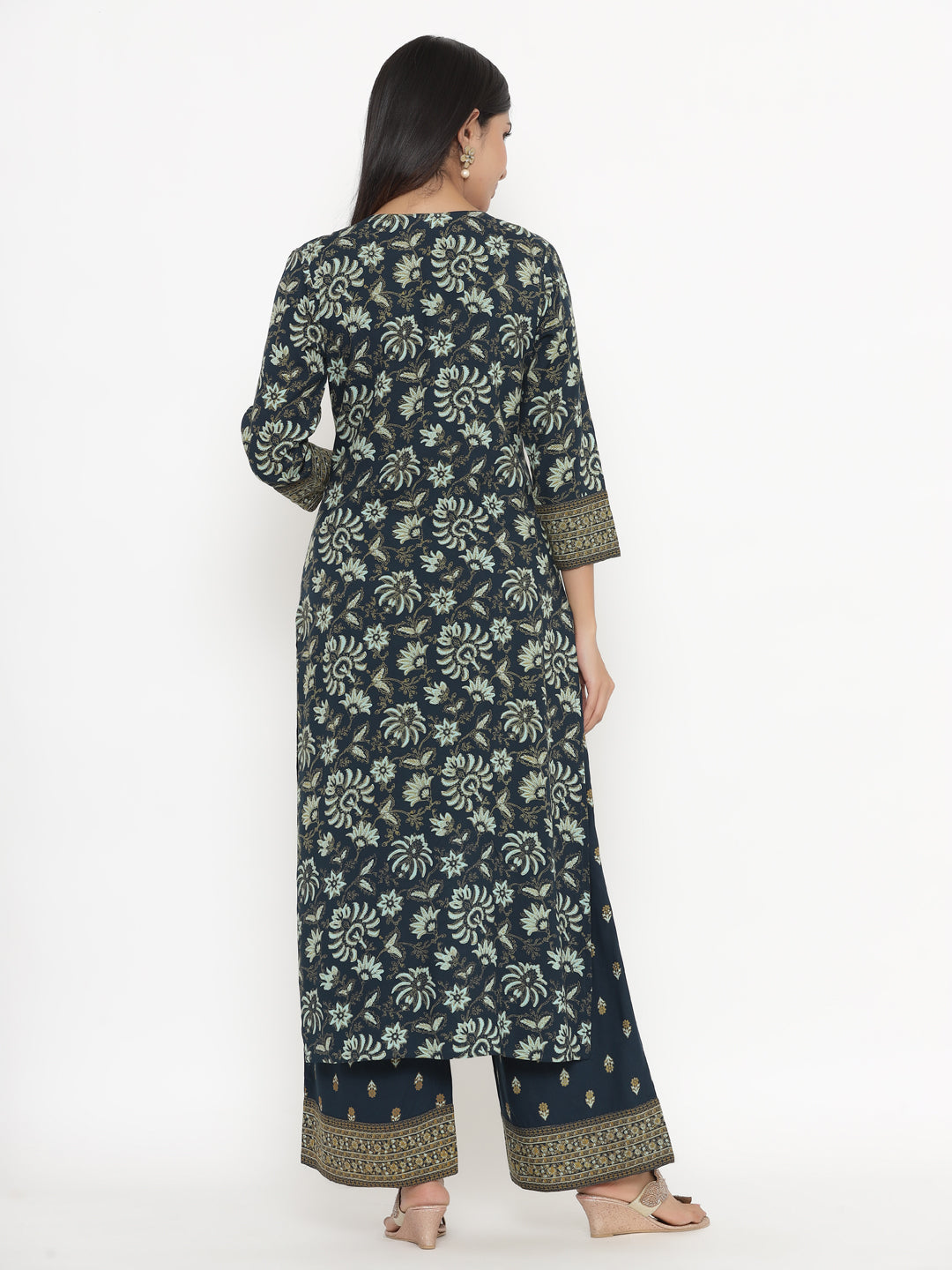 Rayon Floral Print Regular Kurta Palazzo Set