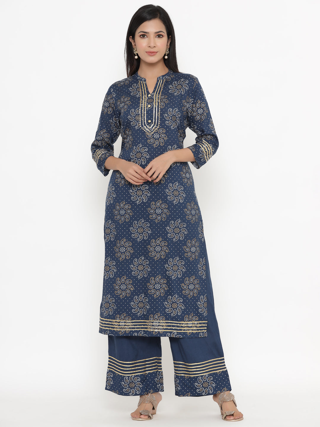 Rayon Printed Regular Kurta Palazzo Set