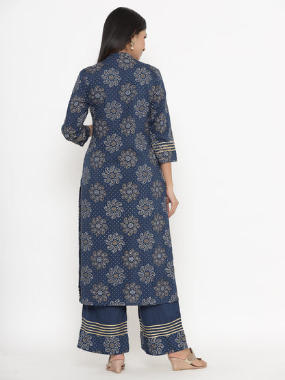 Rayon Printed Regular Kurta Palazzo Set