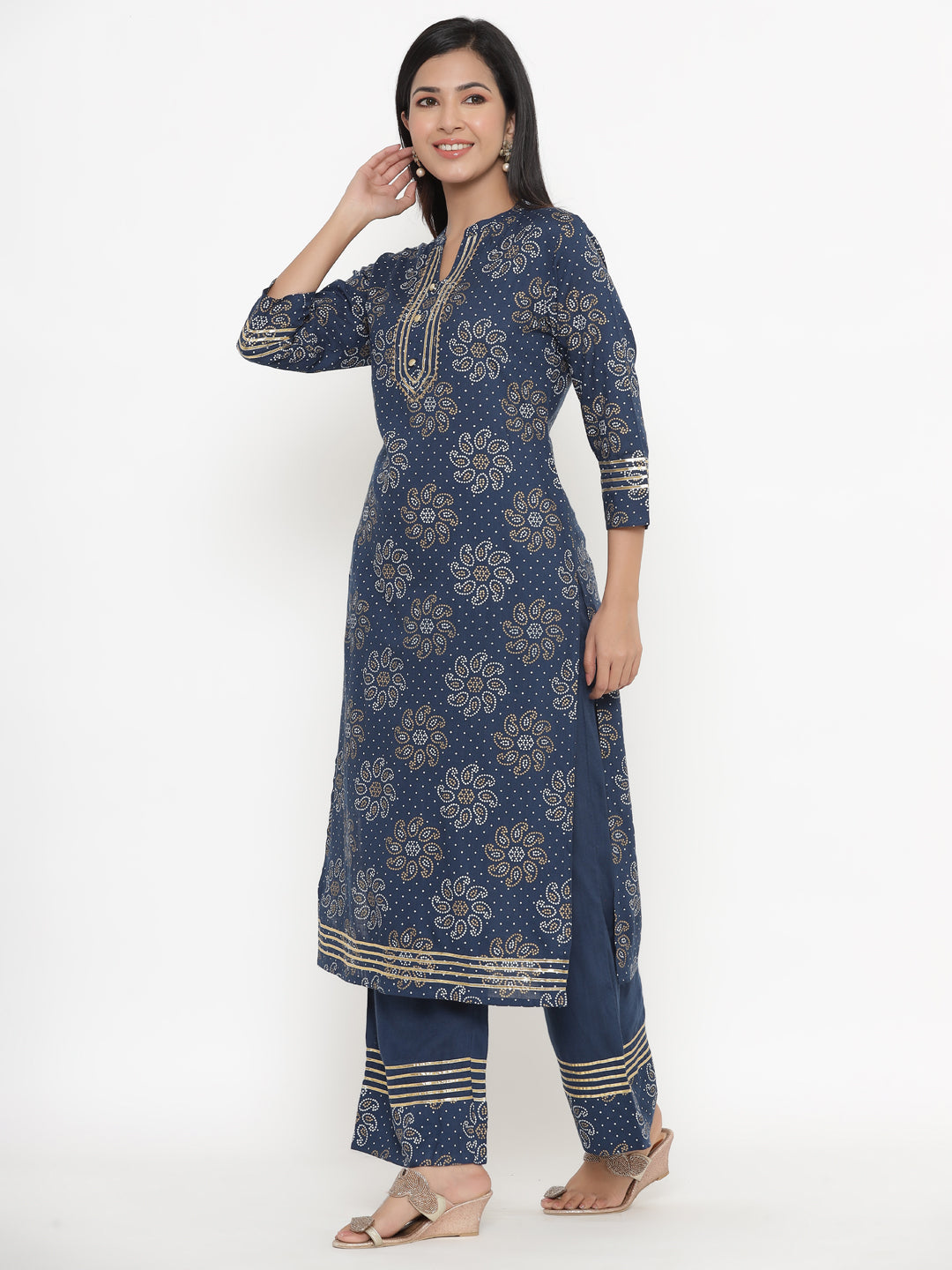 Rayon Printed Regular Kurta Palazzo Set