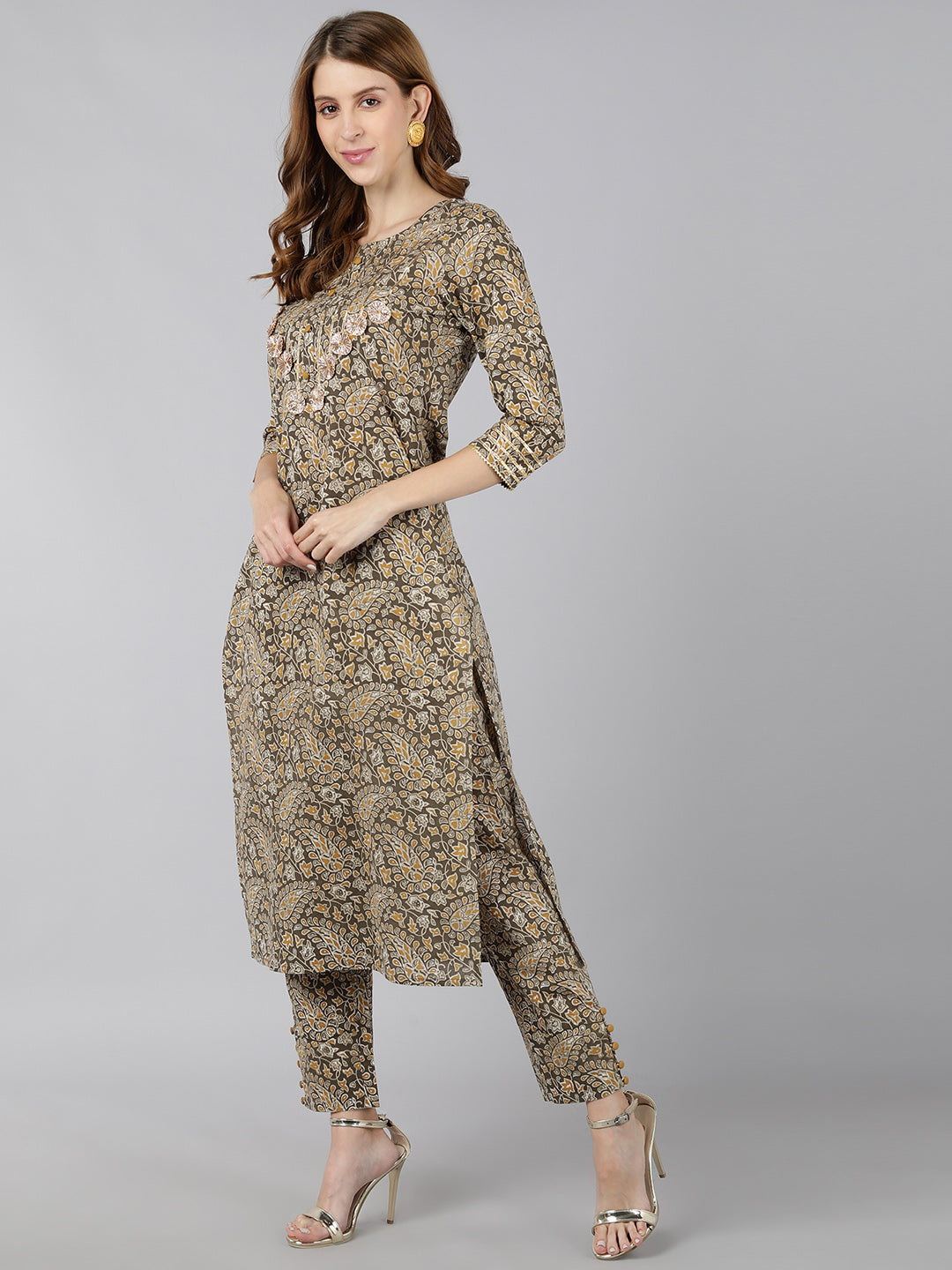 Cotton Printed Straight Kurta Pant Dupatta (Multicolour)