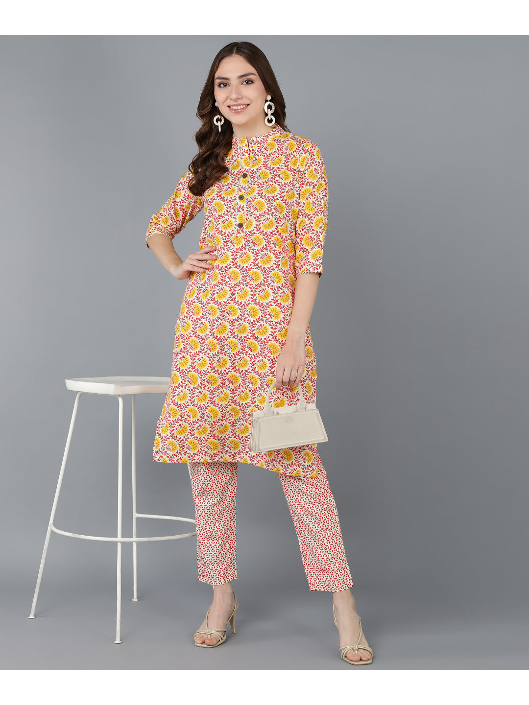 Cotton Printed Straight Kurta Set (Multicolour)