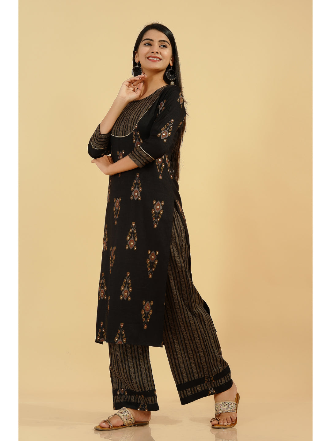 Rayon Foil Printed Straight Kurta Set (Multicolour)