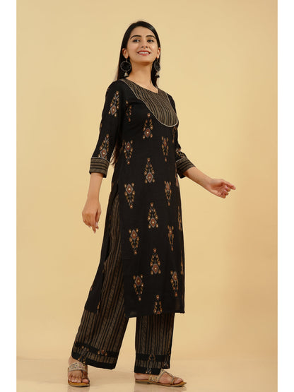 Rayon Foil Printed Straight Kurta Set (Multicolour)