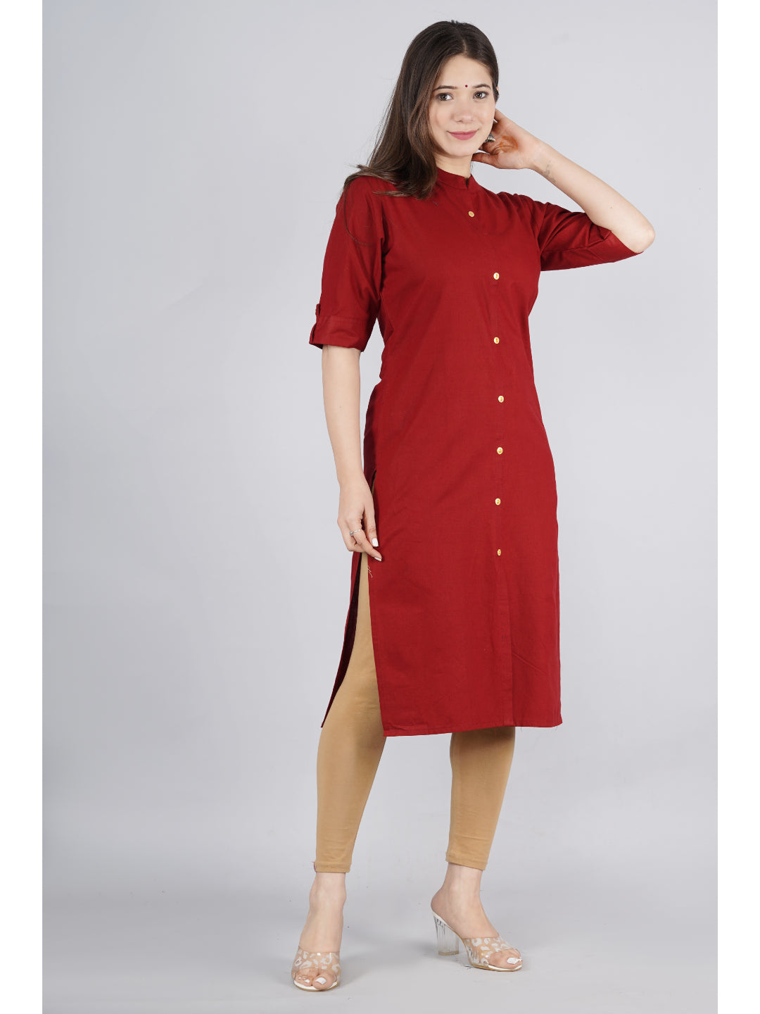 Cotton Solid Straight Kurta