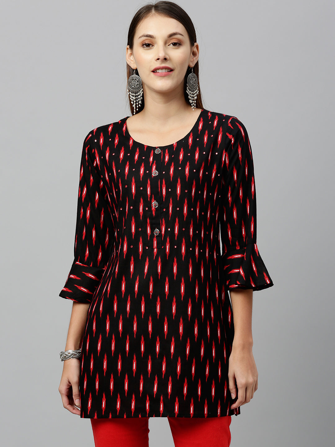 Rayon Ikkat Print Straight Tunic