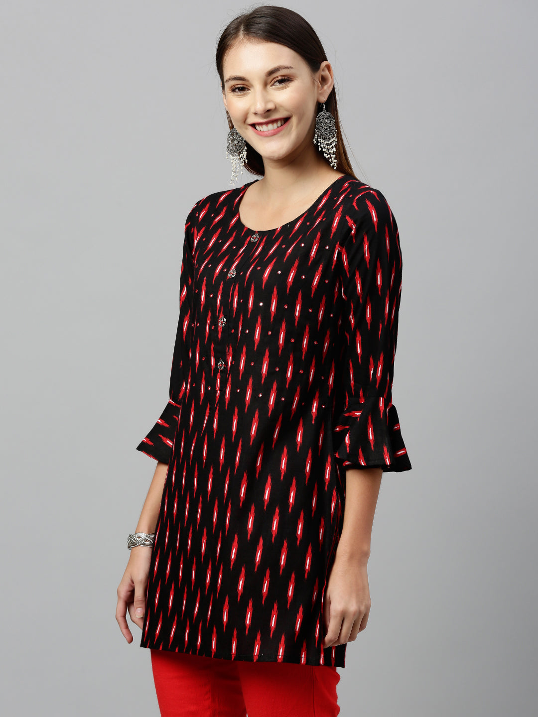 Rayon Ikkat Print Straight Tunic